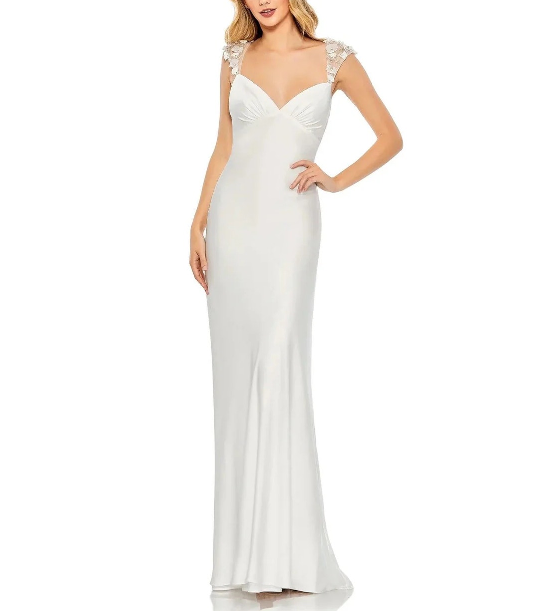 Ieena Mac Duggal ~ Embellished Empire Waist Column Gown Size 14 Prom Fast Ship